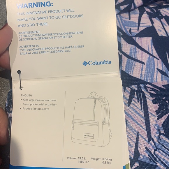 New* Columbia Backpack-Tropica Carbon(Purple/Navy) - Picture 5 of 12